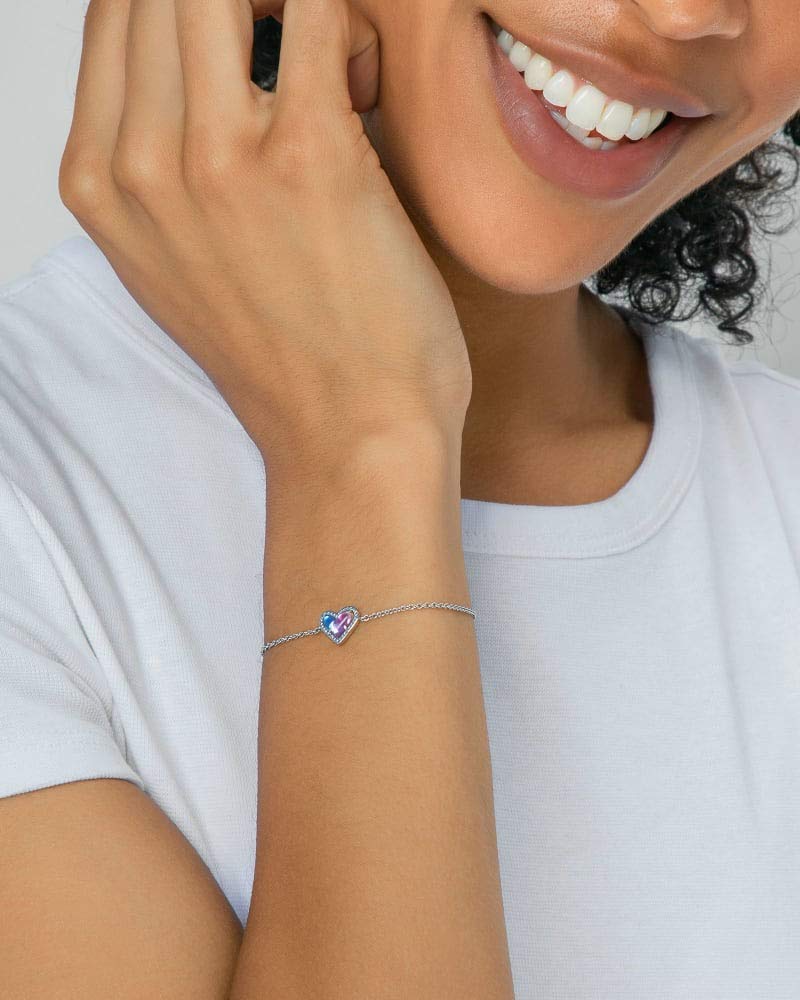 Kendra Scott Ari Heart Link Chain Bracelet for Women, Fashion Jewelry, Rhodium-Plated, Ivory Mother of Pearl - Image 2
